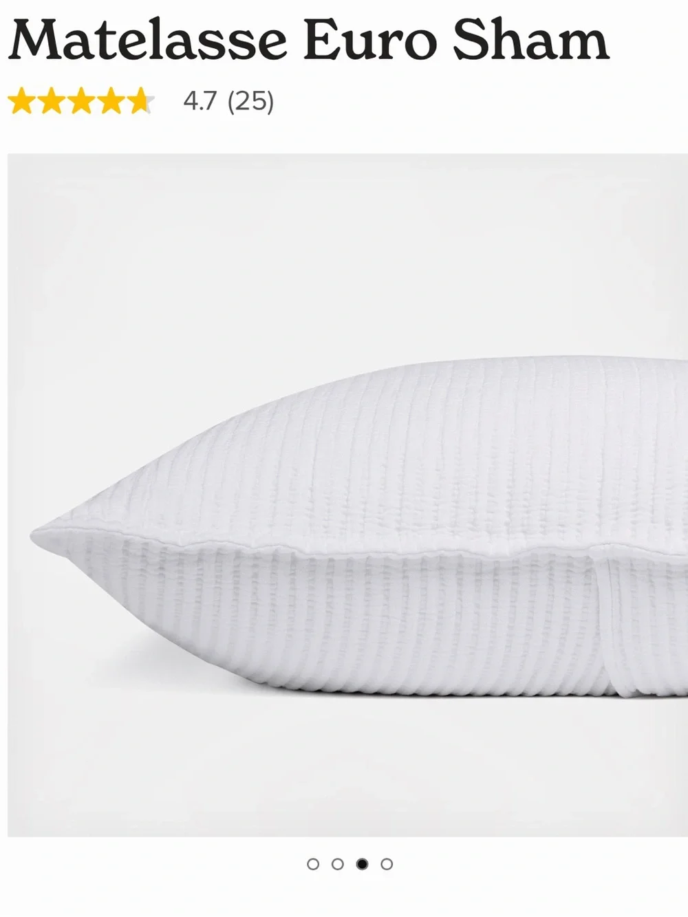 Parachute Matelasse Set of 2 Euro Shams Grey 100% Cotton 26x26 Made in Portugal